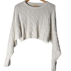 Dreamers by‎ Debut White Cropped Sweater M/L Soft Stretchy Cozy Holiday Capsule
